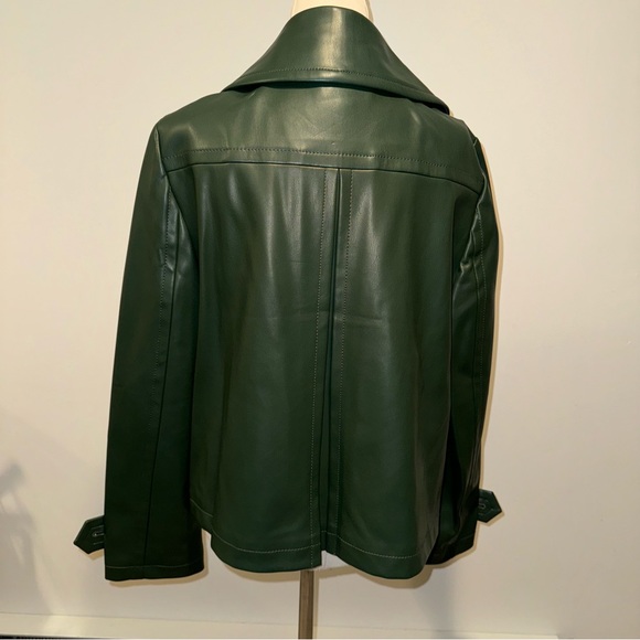 Ann Taylor Green Leather Short Trench Coat - Picture 5 of 8